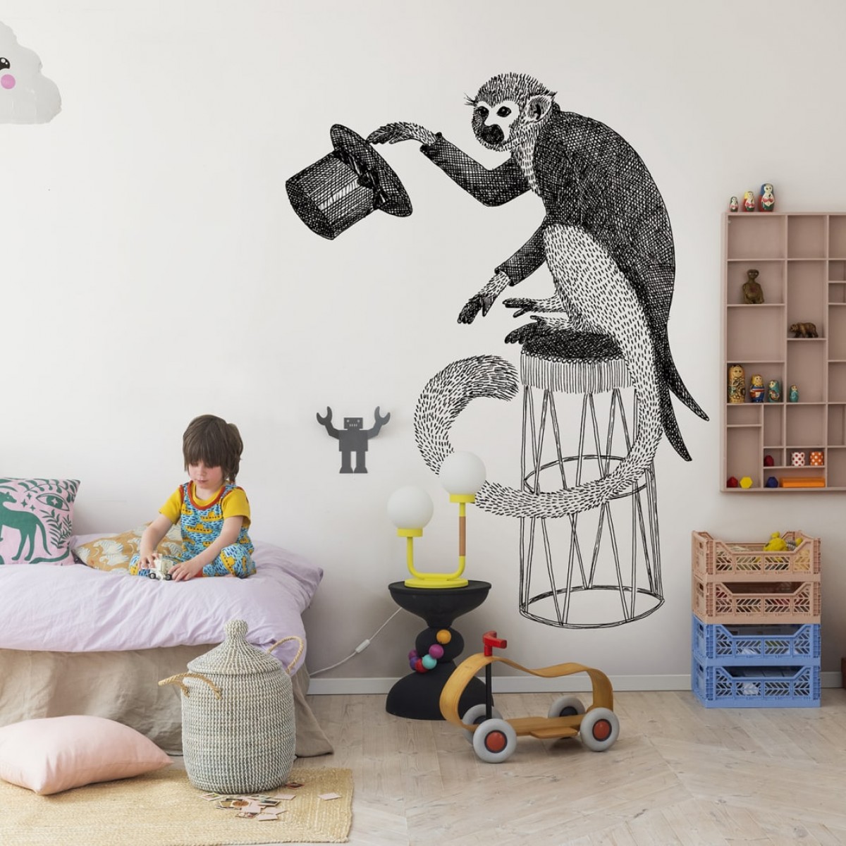 Fototapet Circus Animal, Mr Monkey, personalizat, Rebel Walls, Fototapet pentru copii, Fototapet 