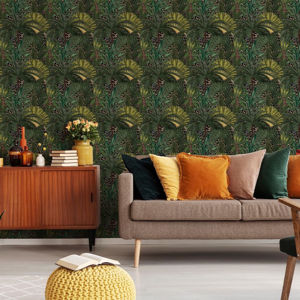 Tapet Leopard Palms, personalizat, VLAdiLA, Fototapet living, Fototapet