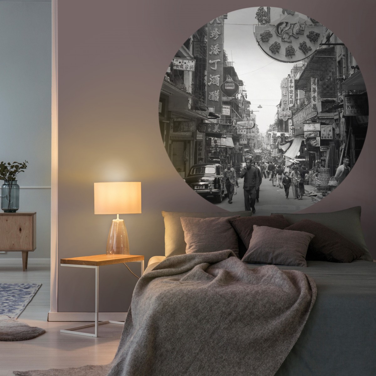 Fototapet rotund Hong Kong the Old Days, 190cm diametru, WallArt, Fototapet circular, Fototapet