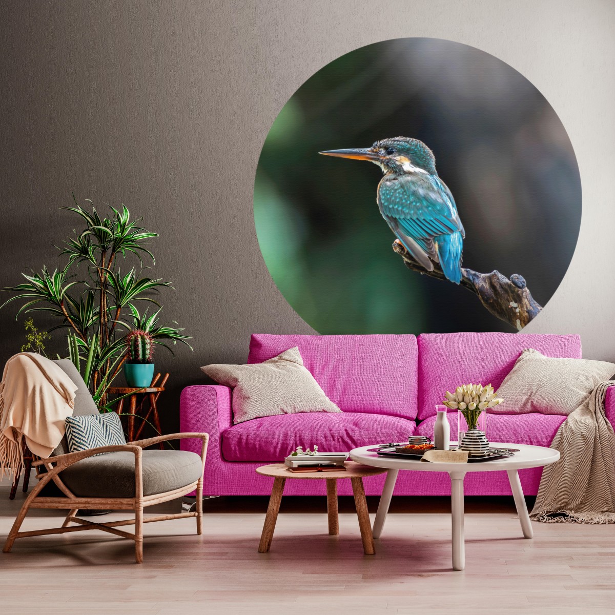 Fototapet rotund The Kingfisher, 190cm diametru, WallArt, Fototapet circular, Fototapet 