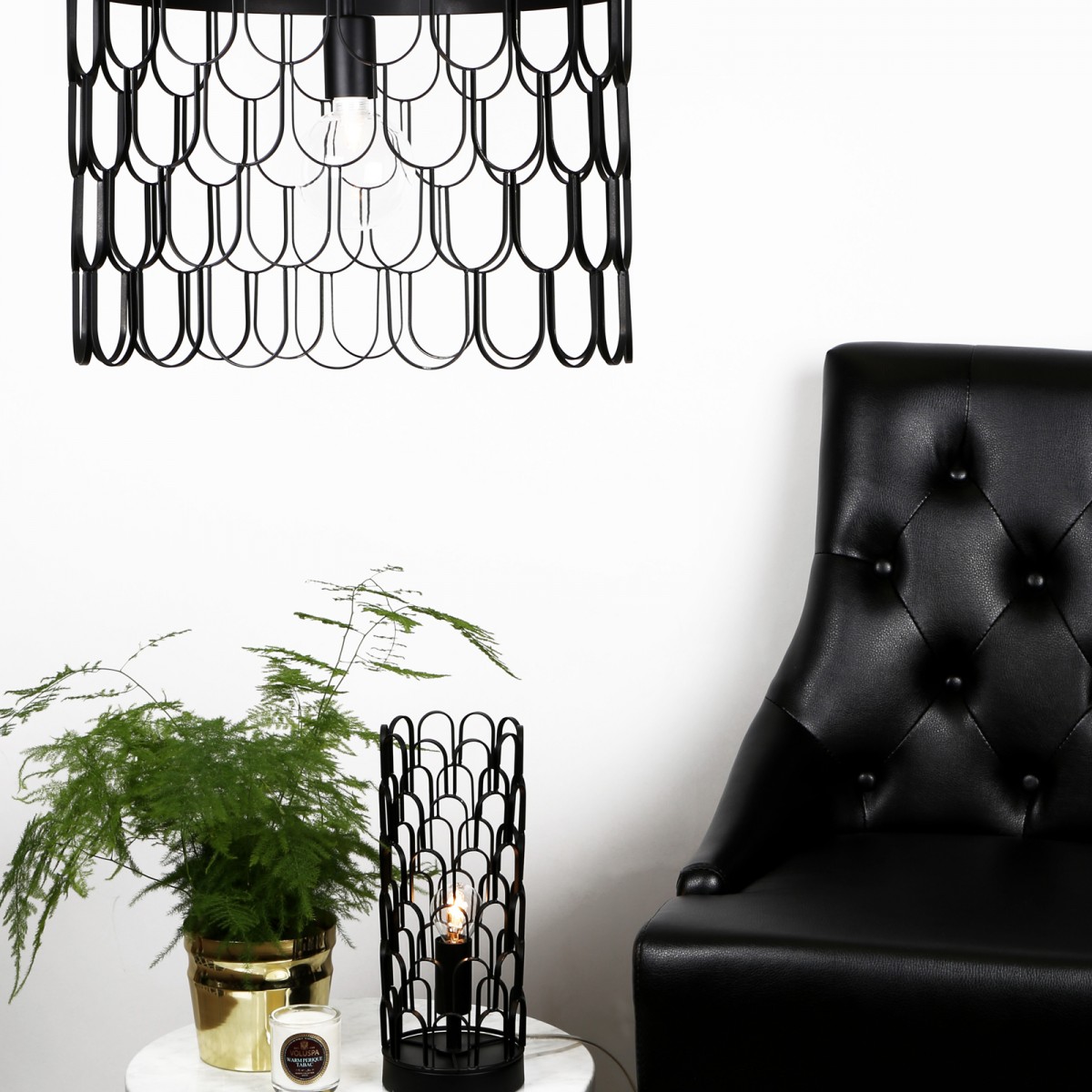 Lampă suspendată Gatsby 45cm, din metal negru/alamă, Globen