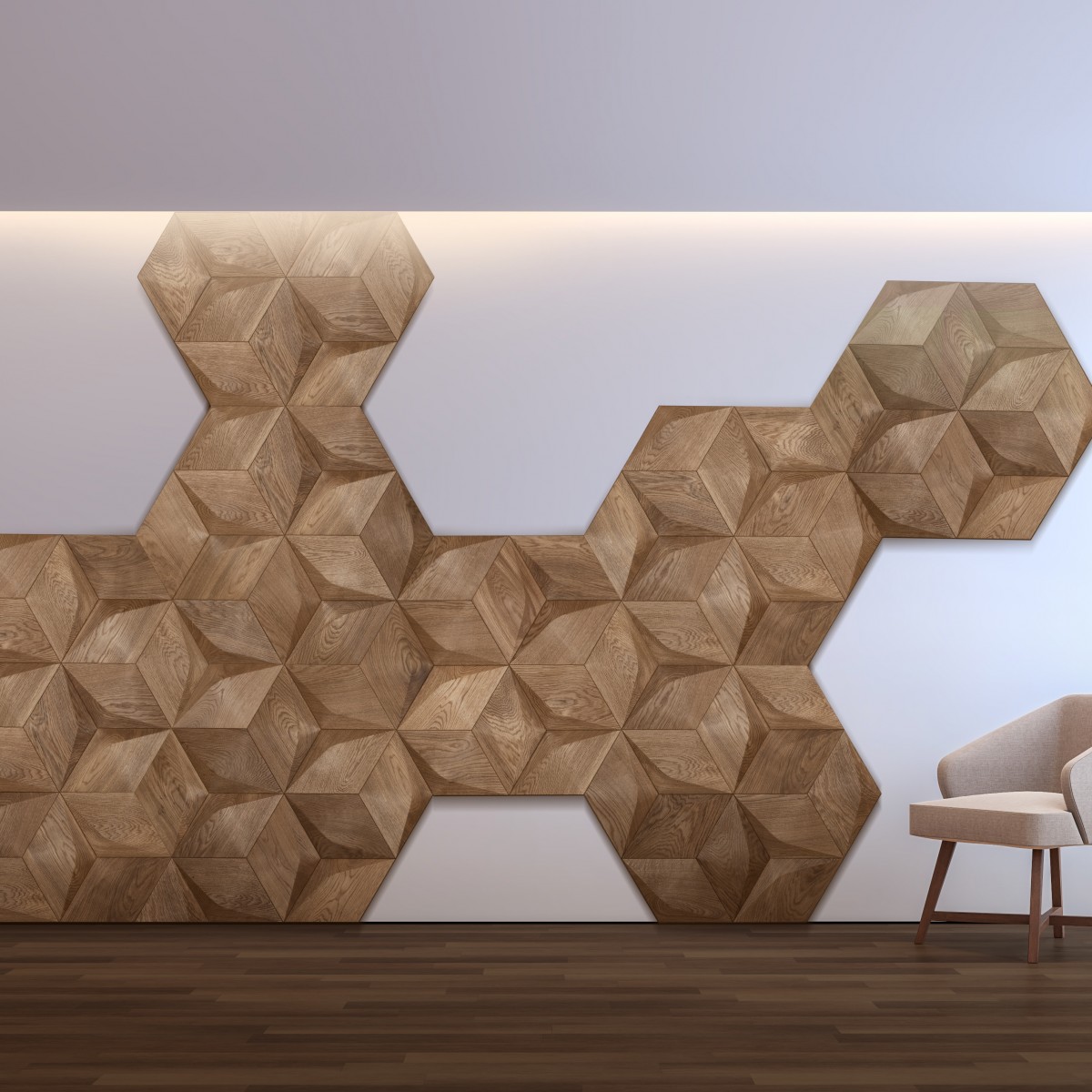 Panouri decorative 3D din lemn de stejar Caro Minus, Panouri decorative din lemn, Panouri decorative