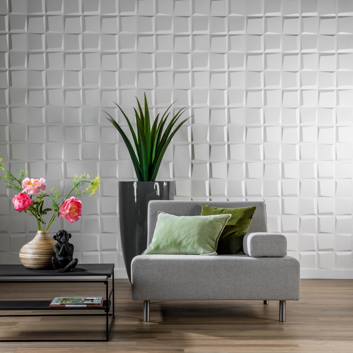 Panouri decorative 3D Oberon, WallArt, 12 placi 50x50cm, Panouri decorative 3D