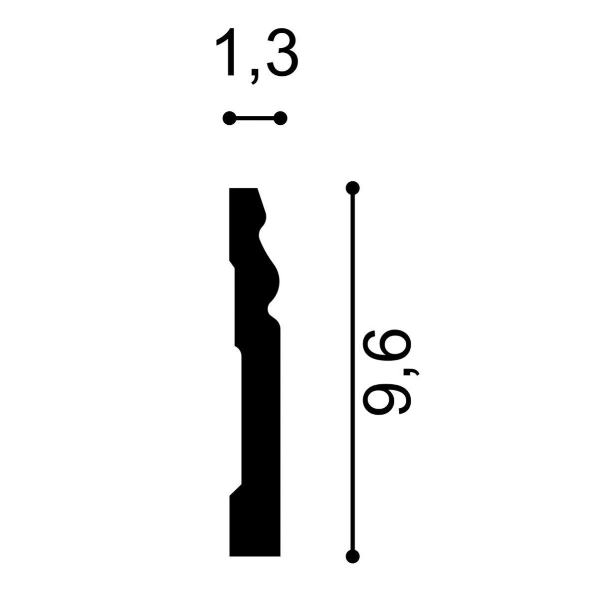 Plinta S6, Dimensiuni: 200 X 9.6 X 1.3 cm, Plinte decorative 