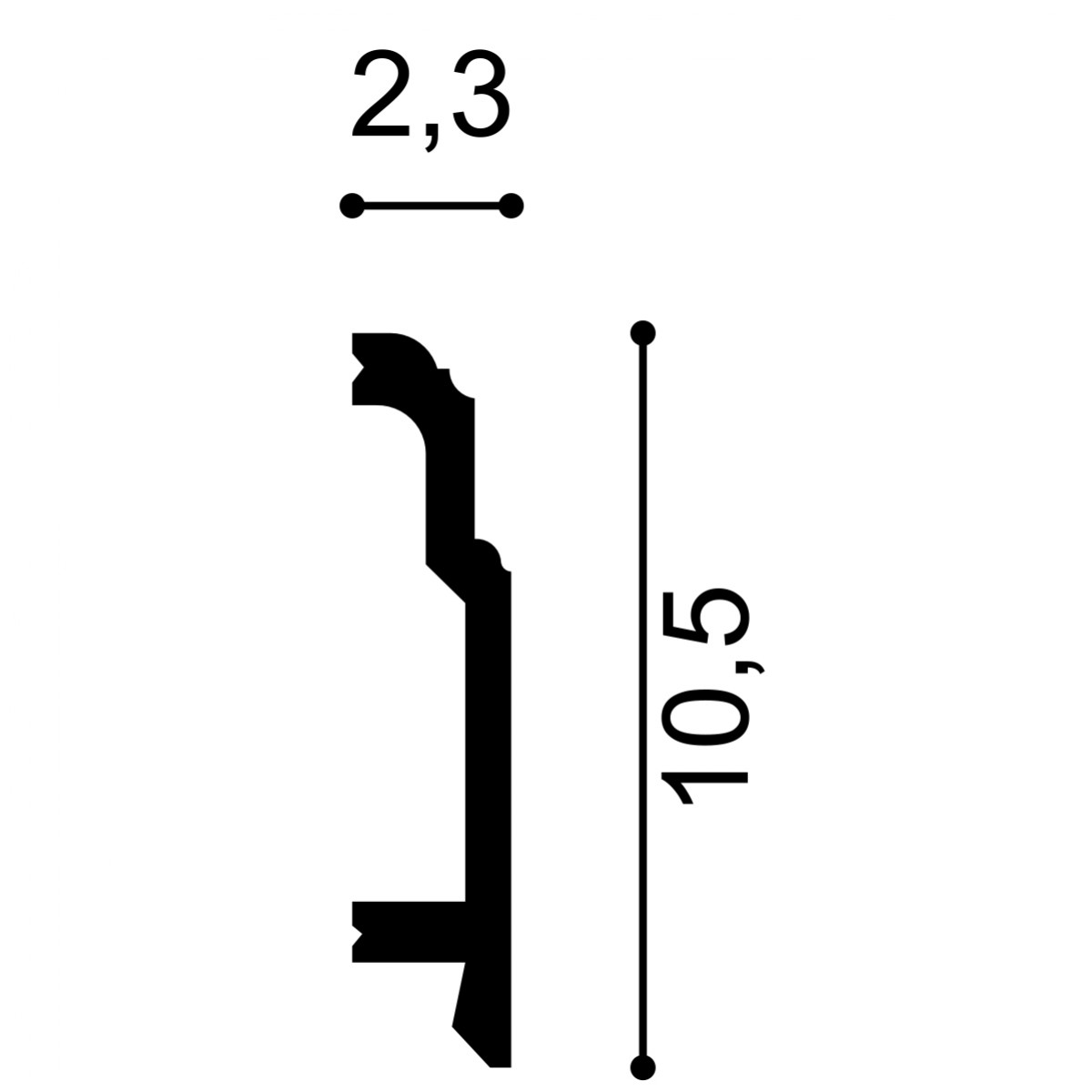 Plinta S10, Dimensiuni: 200 X 10.5 X 2.3 cm, Plinte decorative
