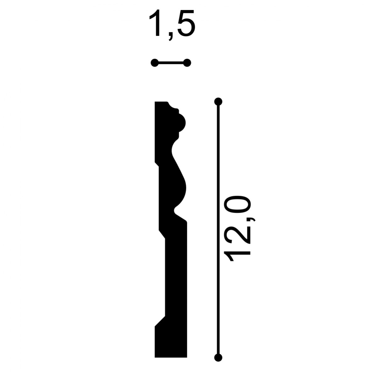 Plinta S13F, Dimensiuni: 200 X 12 X 1.5 cm, Plinte decorative 