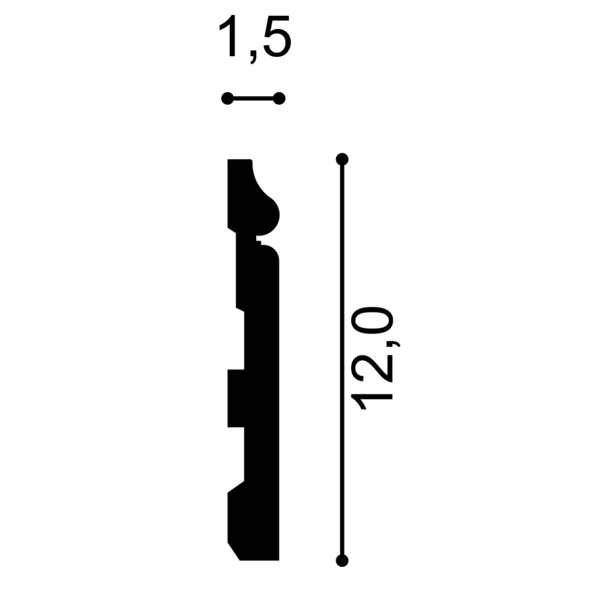 Plinta S14, Dimensiuni: 200 X 12 X 1.5 cm, Plinte decorative 