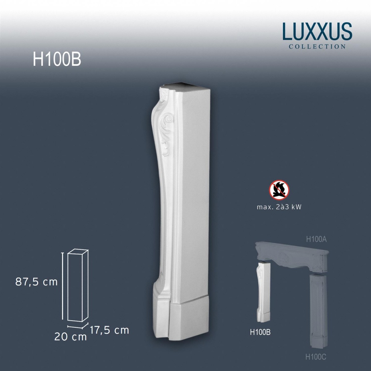 Semineu Decorativ Luxxus H100B, Dimensiuni: 19 X 87.3 X 17.5 cm, Orac Decor