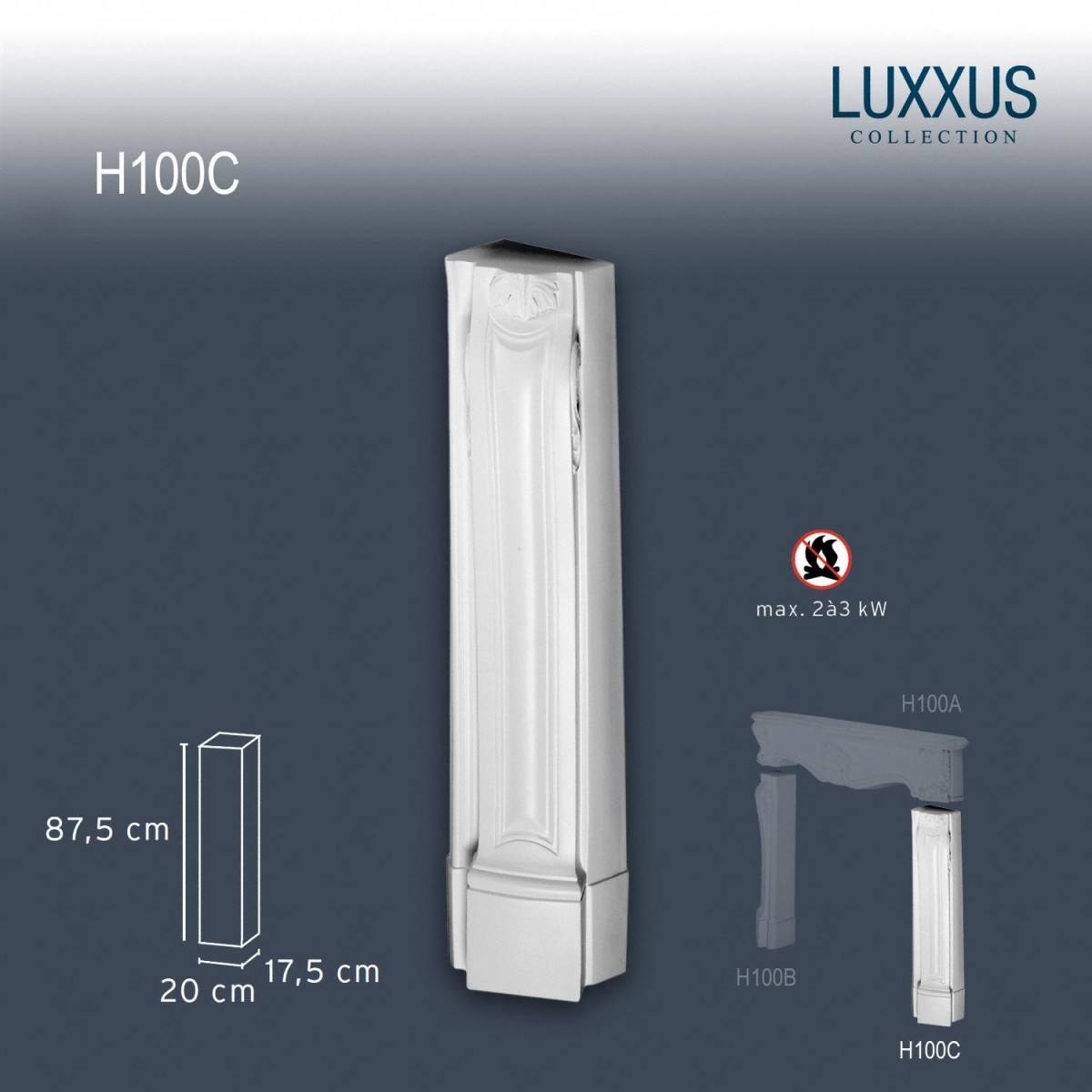 Semineu Decorativ Luxxus H100C, Dimensiuni: 19 X 87.3 X 17.5 cm, Orac Decor