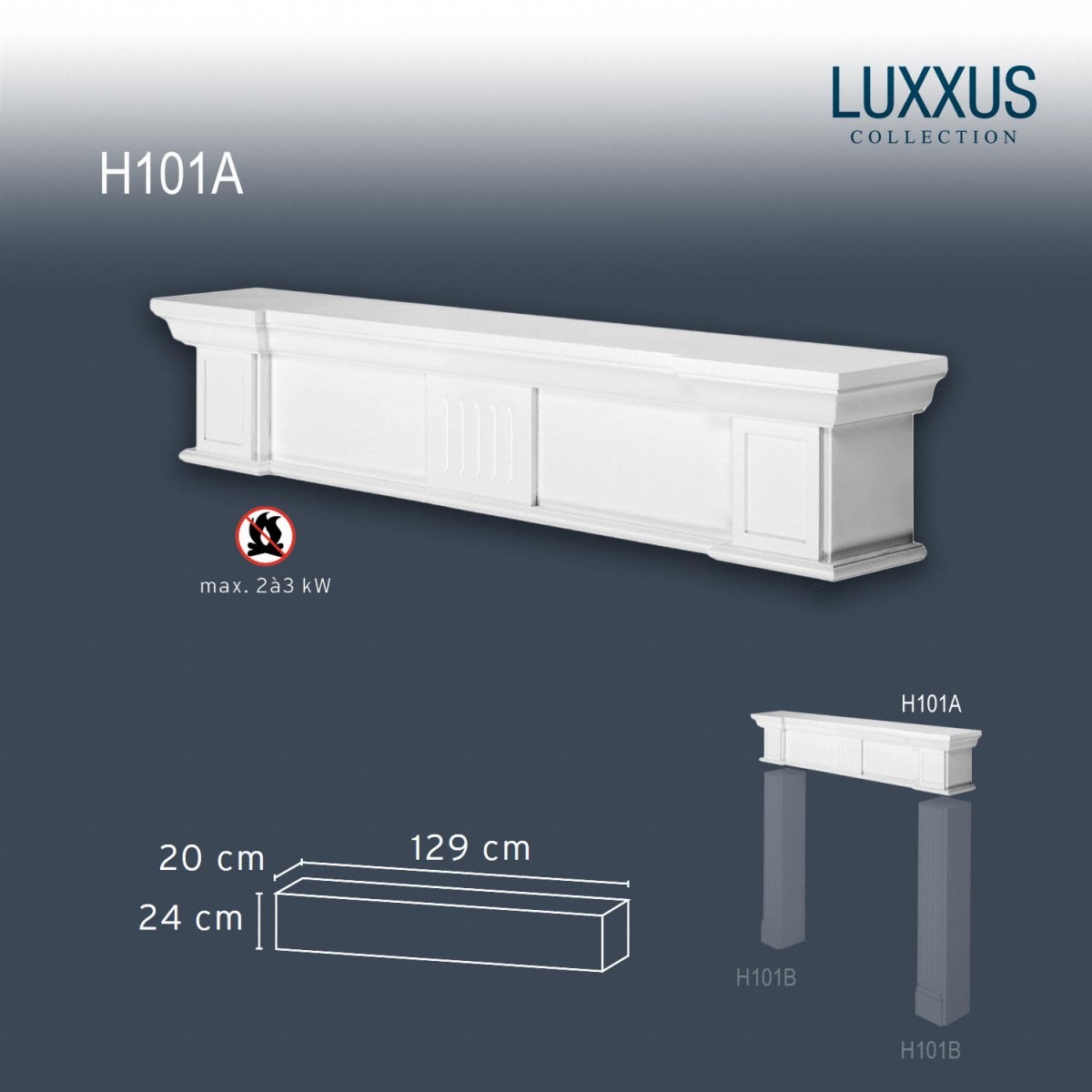 Semineu Decorativ Luxxus H101A, Dimensiuni: 128.5 X 24.5 X 19.5 cm, Orac Decor