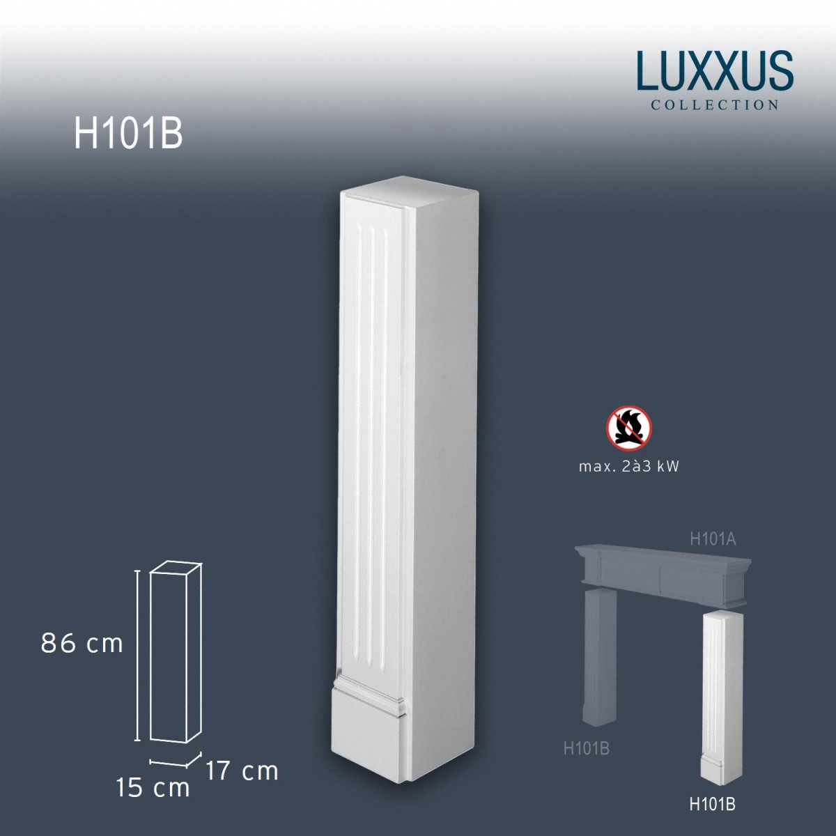 Semineu Decorativ Luxxus H101B, Dimensiuni: 15.4 X 86.5 X 17.3 cm, Orac Decor