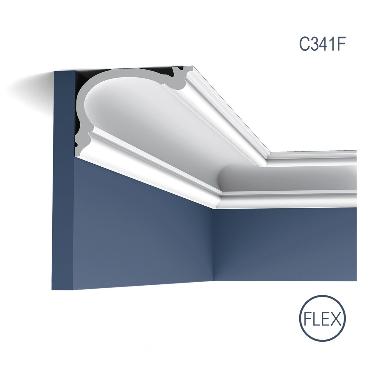 Cornisa Flex Luxxus C341F, Dimensiuni: 200 X 12.2 X 8.8 cm, Orac Decor, Scafe tavan (iluminat indirect, LED), Profile Decorative