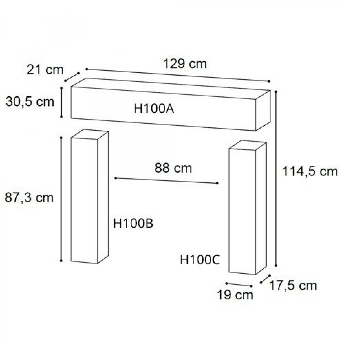 Semineu Decorativ Luxxus H100A, Dimensiuni: 129 X 30.5 X 21 cm, Orac Decor
