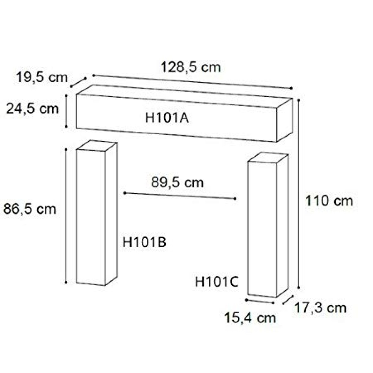 Semineu Decorativ Luxxus H101A, Dimensiuni: 128.5 X 24.5 X 19.5 cm, Orac Decor