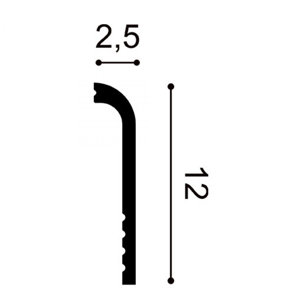 Plinta LUXXUS SX185, Dimensiuni: 200 X 2.5 X 12 cm, Orac Decor