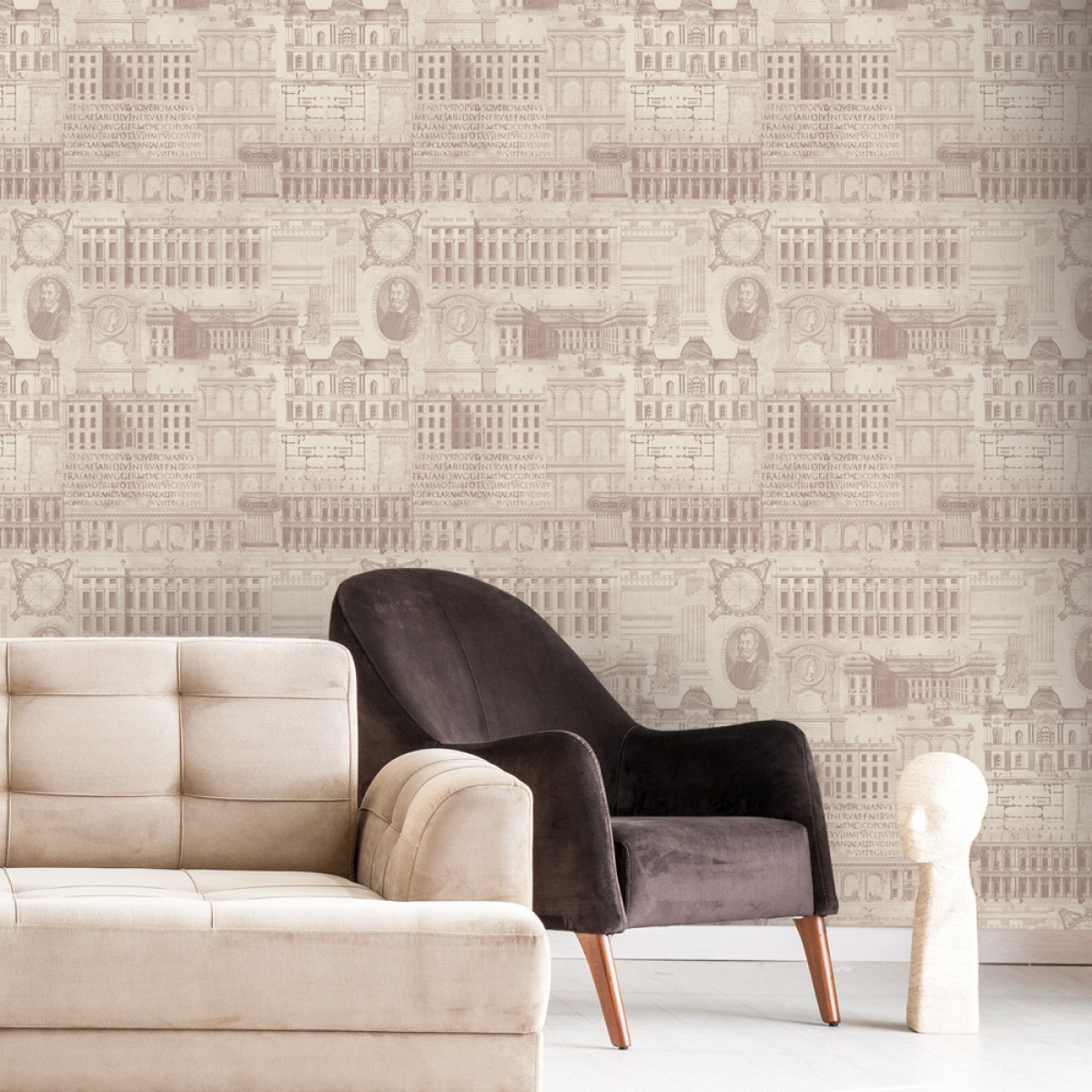 Tapet designer The Architect Vitruvius Taupe, MINDTHEGAP