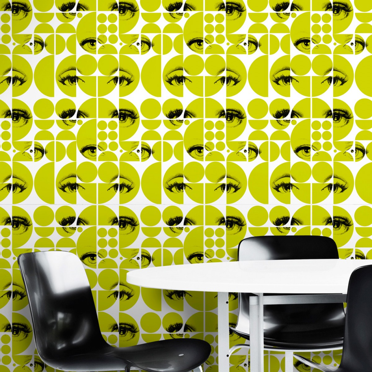 Tapet designer Illusions Eyes and circles lime, MINDTHEGAP
