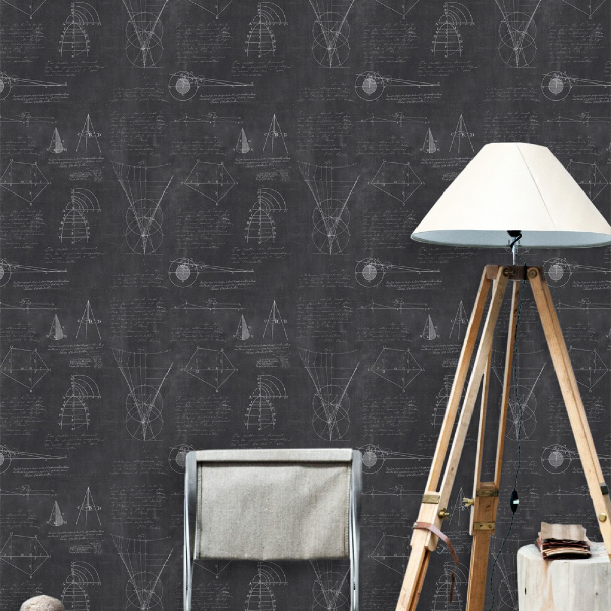 Tapet designer The Scientist NEWTON Geometry Anthracite, MINDTHEGAP, Tapet living