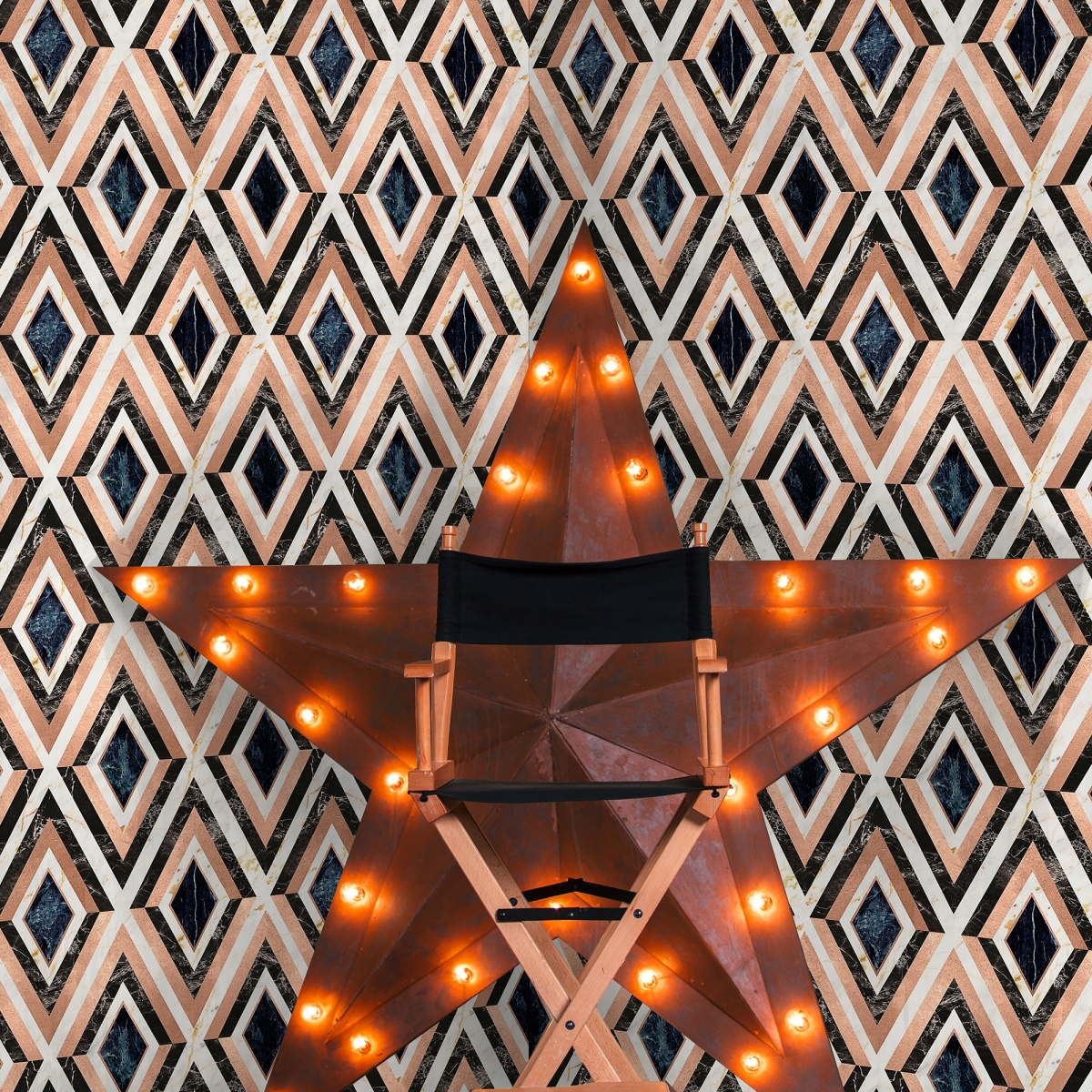 Tapet designer DIAMONDS brass/copper Metallic edition, MINDTHEGAP, Tapet living, Tapet