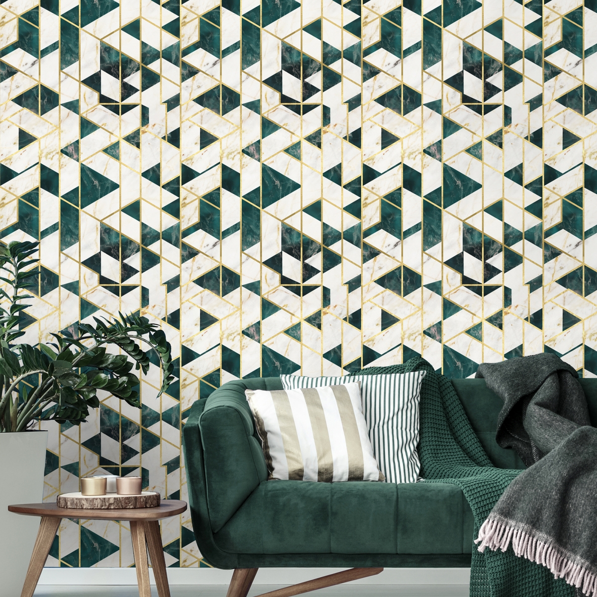 Tapet designer GRAMERCY Emerald Metallic edition, MINDTHEGAP, Tapet living
