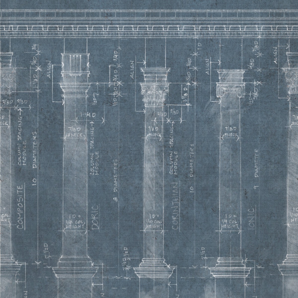 Tapet designer The Architect Colonnade Blue, MINDTHEGAP