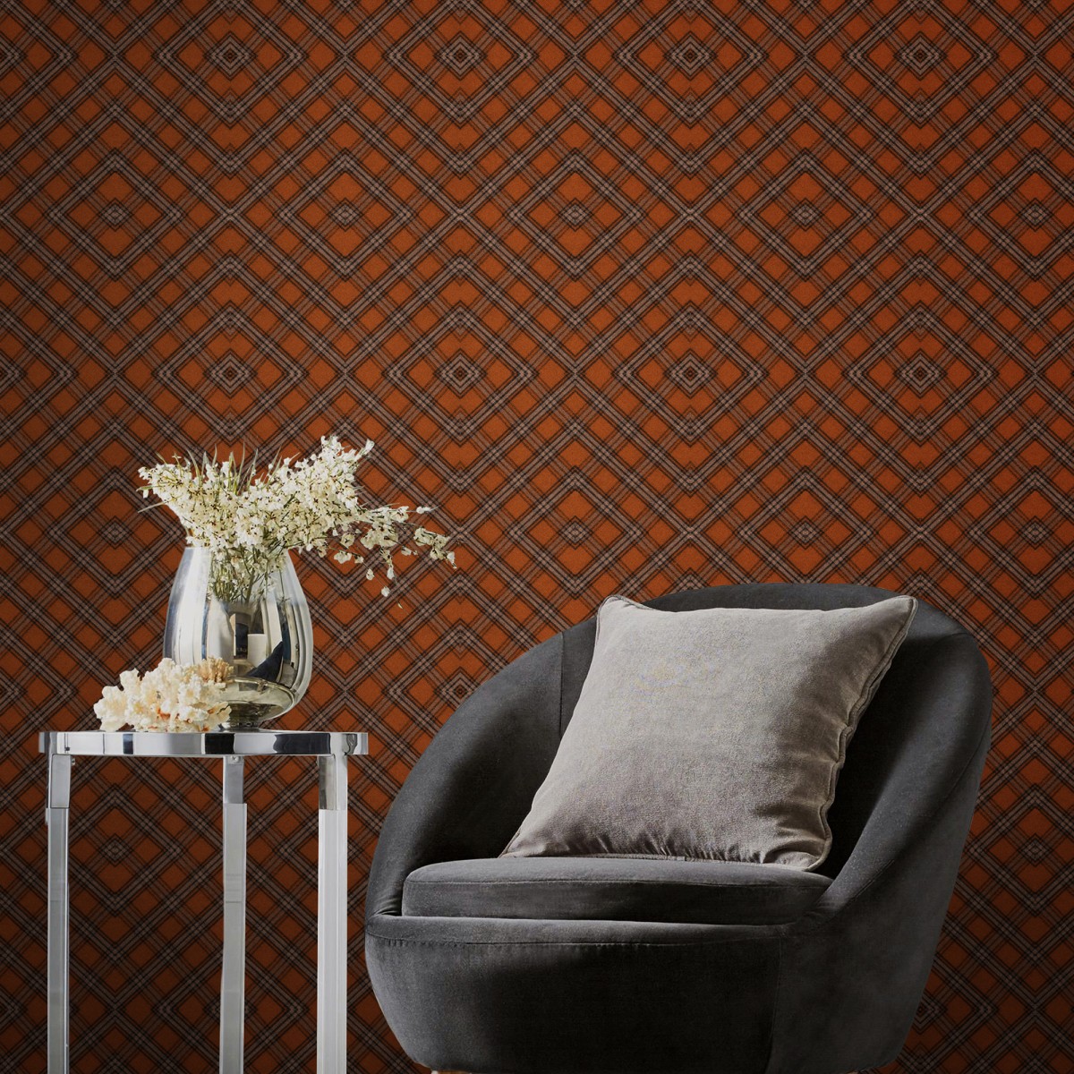 Tapet designer UNUSUAL TARTAN, MINDTHEGAP, Tapet living, Tapet