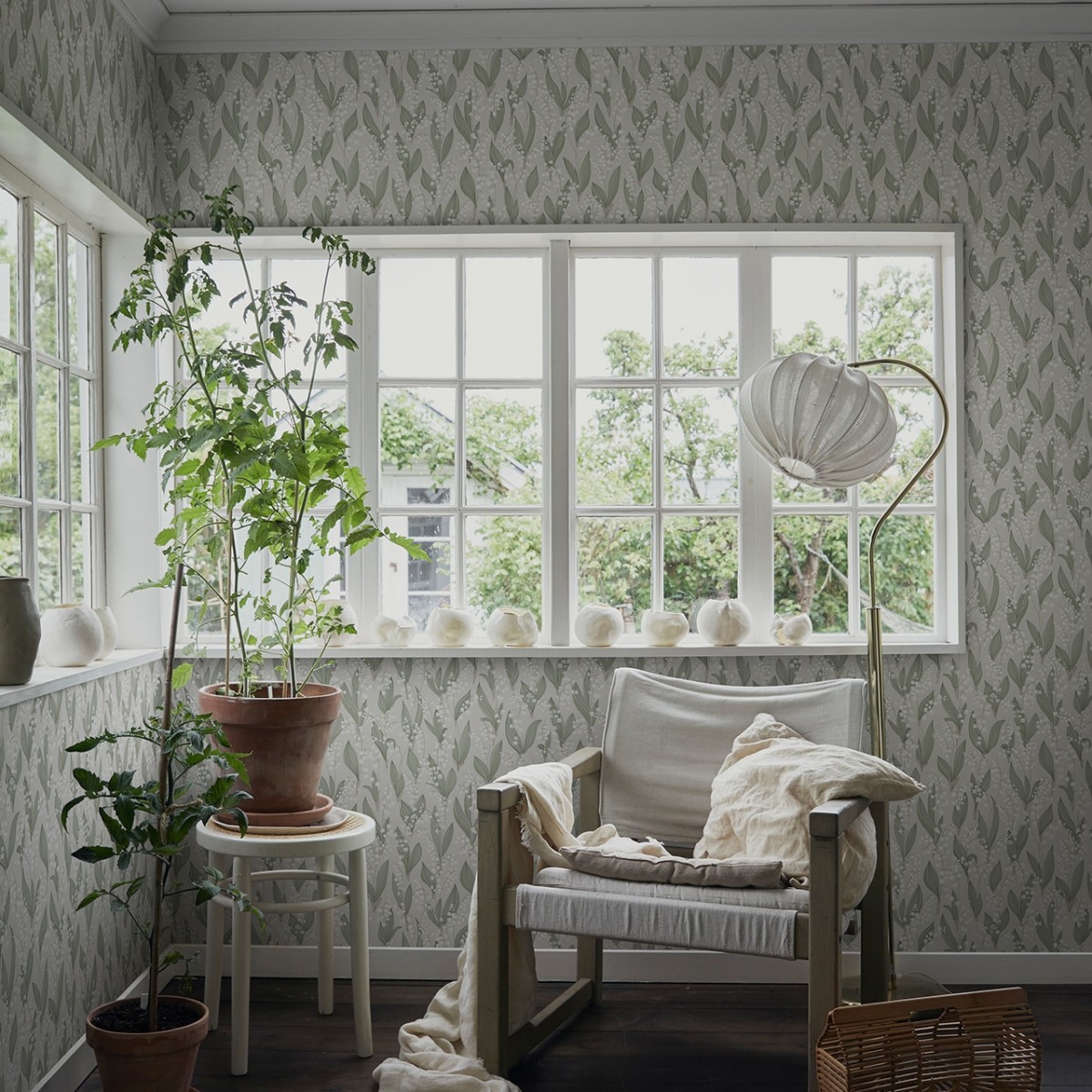 Tapet lavabil Lily of the valley, Spring Green, Sandberg, 5.3mp / rola, Tapet hol