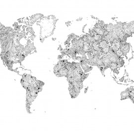 Tapet lavabil World Map Black, Sandberg, 5.3mp / rola