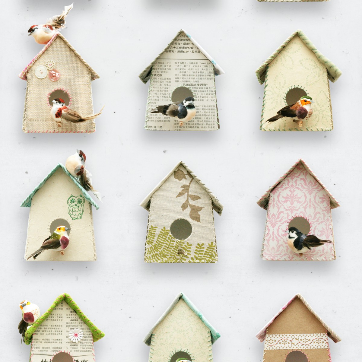Tapet pentru copii Birdhouses - studio ditte