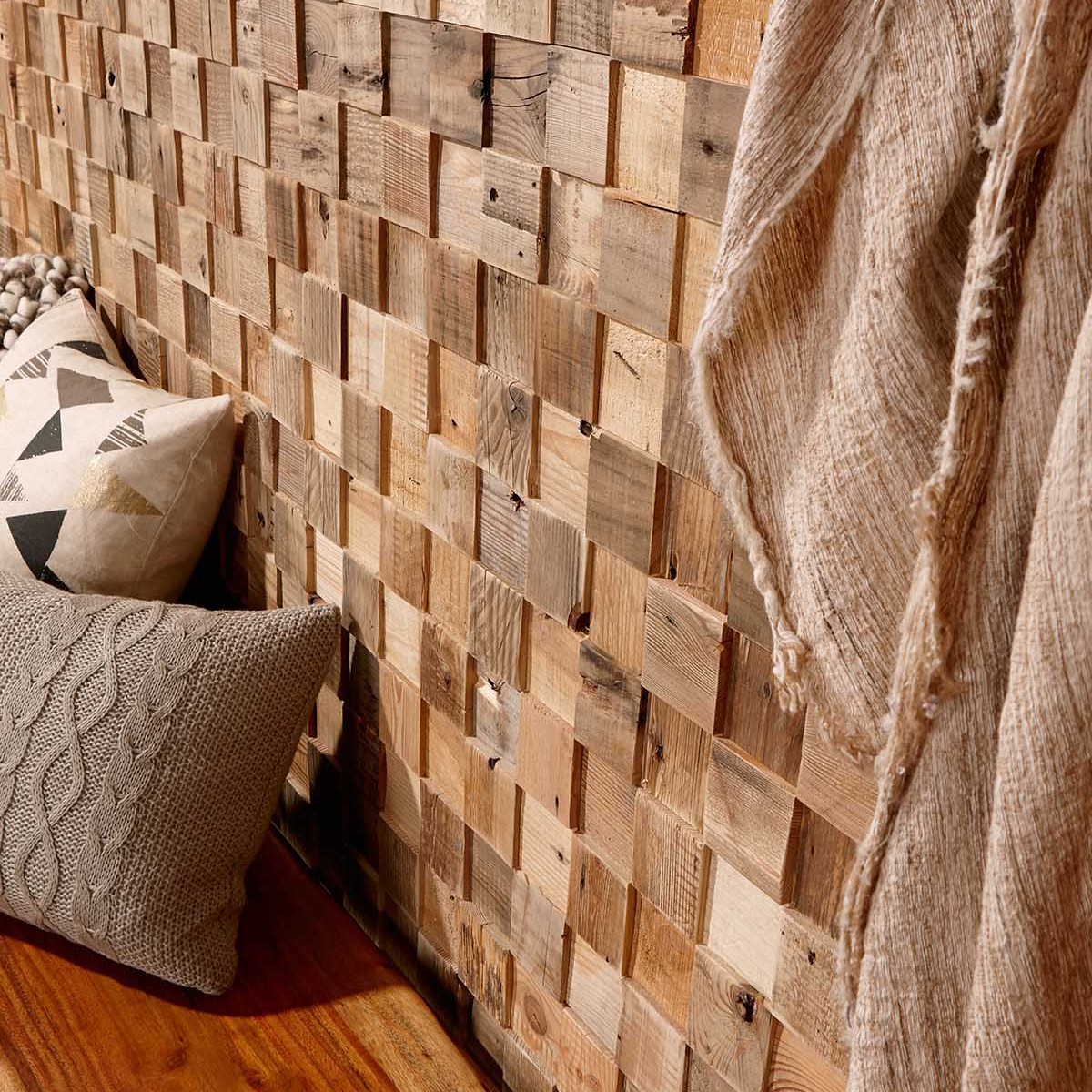 Panouri decorative din lemn reciclat Reclaimed - Cube - 7 plăci 21.5x50.5cm, Panouri decorative din lemn, Panouri decorative