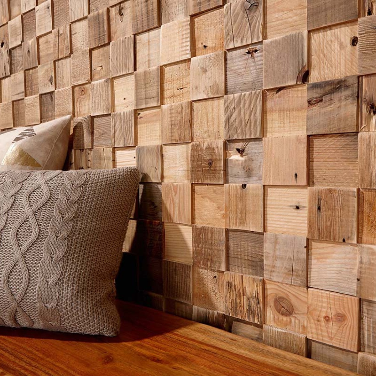 Panouri decorative din lemn reciclat Reclaimed - Cube - 7 plăci 21.5x50.5cm, Panouri decorative din lemn 