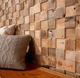 Panouri decorative din lemn reciclat Reclaimed - Cube - 7 plăci 21.5x50.5cm