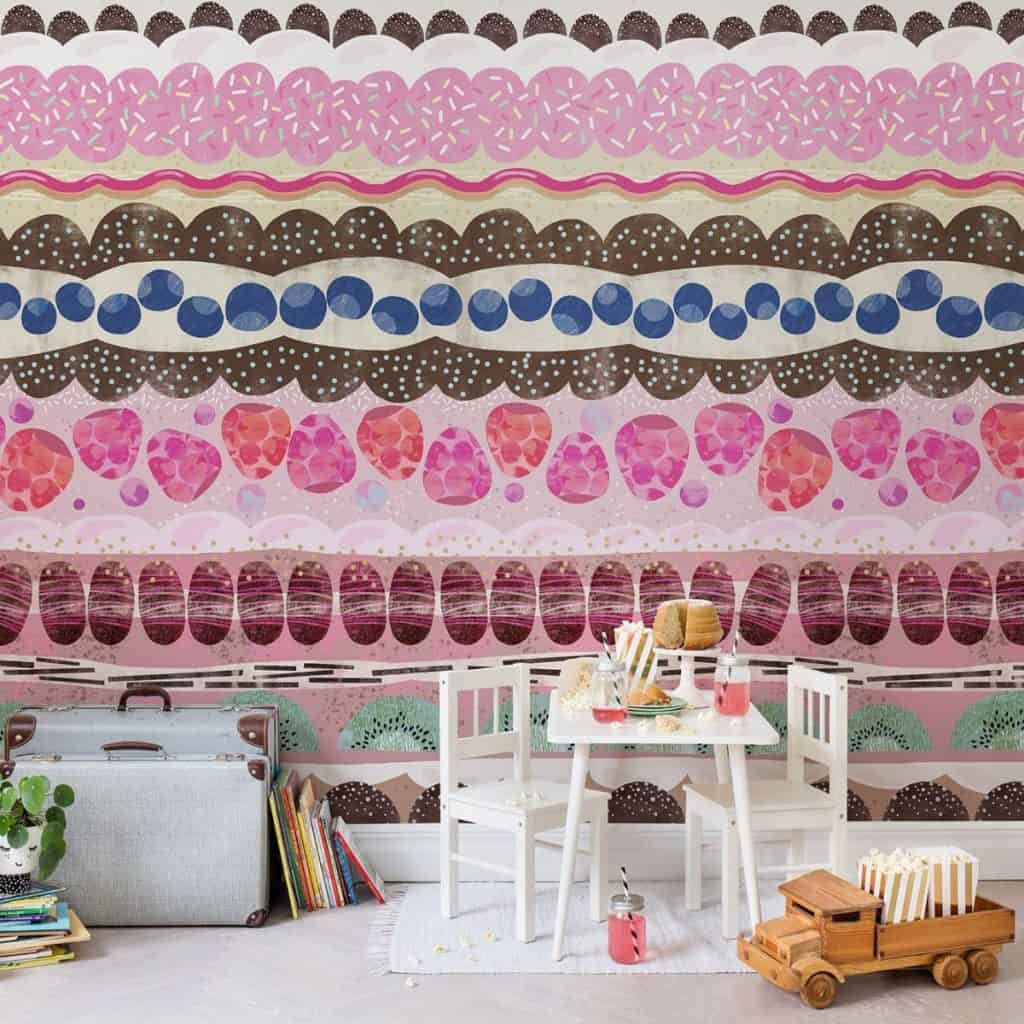 tapet cu dungi colorate in mai multe nuante de roz, albastru, alb si maro pentru proiecte diy