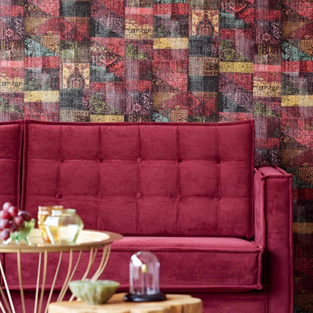 tapet cu model retro geometric colorant