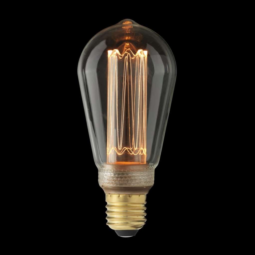 Bec Laser Led, cu forma alungita si filament aprins,pe fond negru