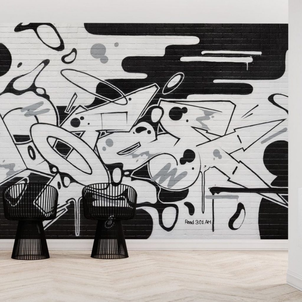 Fototapet Dotse, Photowall, intr-o incapere cu doua scaune negre