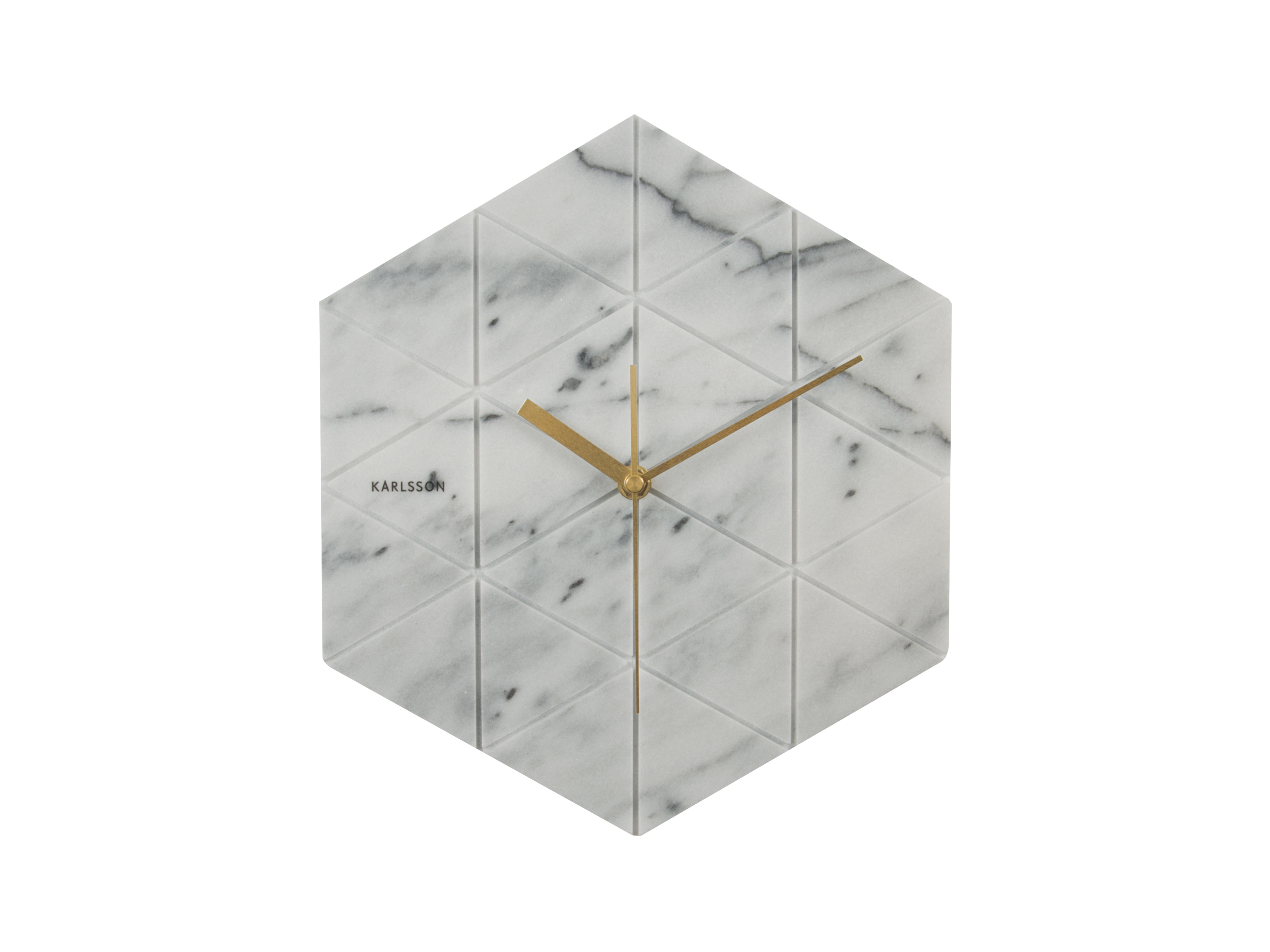 Ceas de perete Marble Hexagon alb, BOX32 Design, Karlsson karlsson