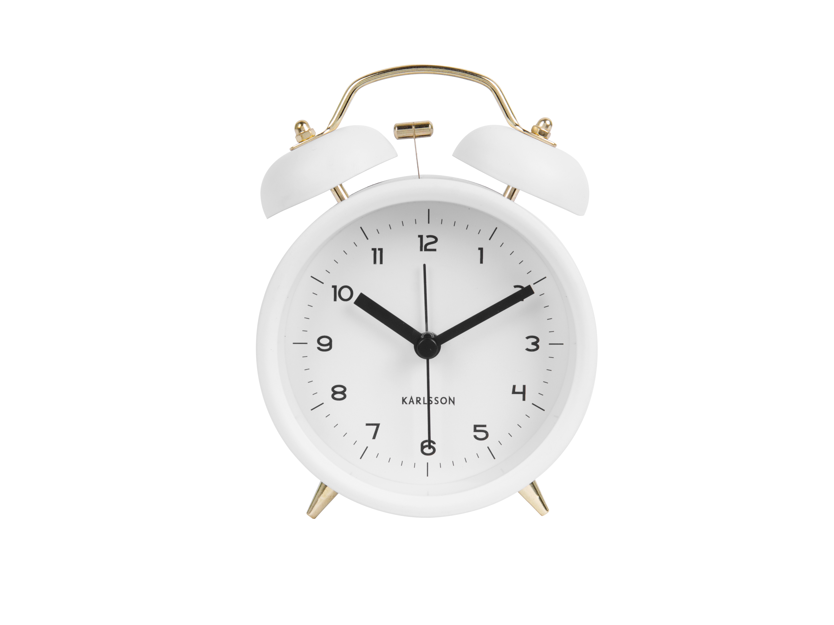 Ceas cu alarmă classic bell alb cu auriu, box33, karlsson 