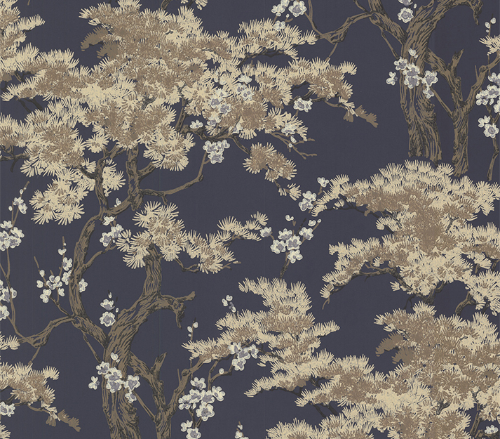 Tapet Harewood, Navy Blue Luxury Chinoiserie, 1838 Wallcoverings, 5.3mp / rola