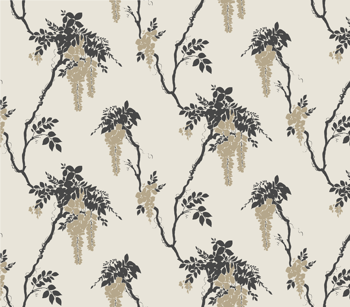 Tapet Leonora, Gold and Black Luxury Floral, 1838 Wallcoverings, 5.3mp / rola