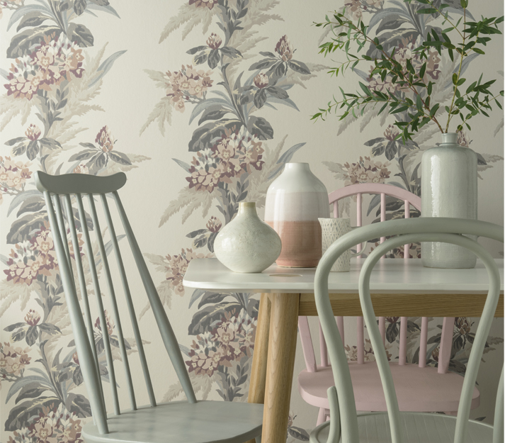 Tapet aurora, beach pink luxury floral, 1838 wallcoverings, 5.3mp / rola 