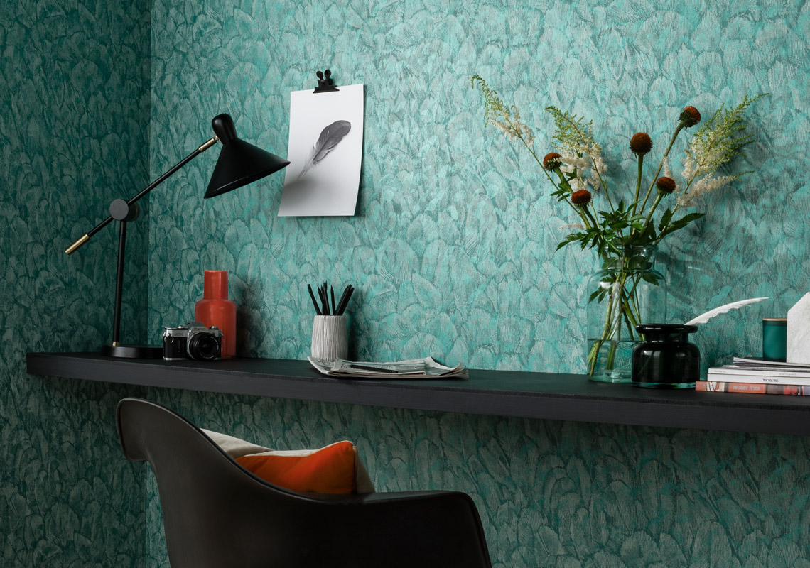 Tapet Tranquil, Seafoam Green Luxury Feather, 1838 Wallcoverings, 5.3mp / rola 1838