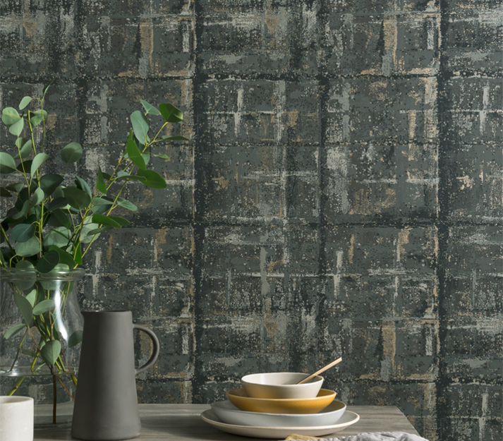 Tapet patina, jet black luxury textured, 1838 wallcoverings, 5.3mp / rola 