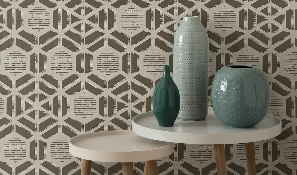 Tapet capri, burnished brown luxury geometric, 1838 wallcoverings, 5.3mp / rola 