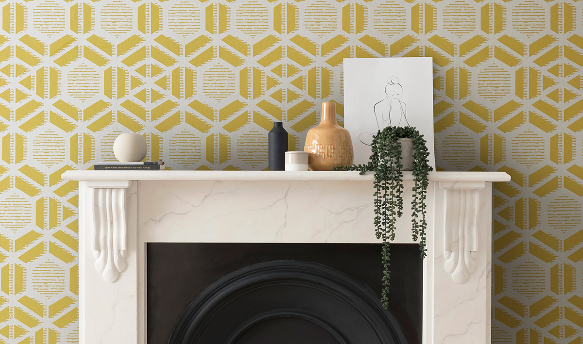 Tapet Capri, Ochre Yellow Luxury Geometric, 1838 Wallcoverings, 5.3mp / rola