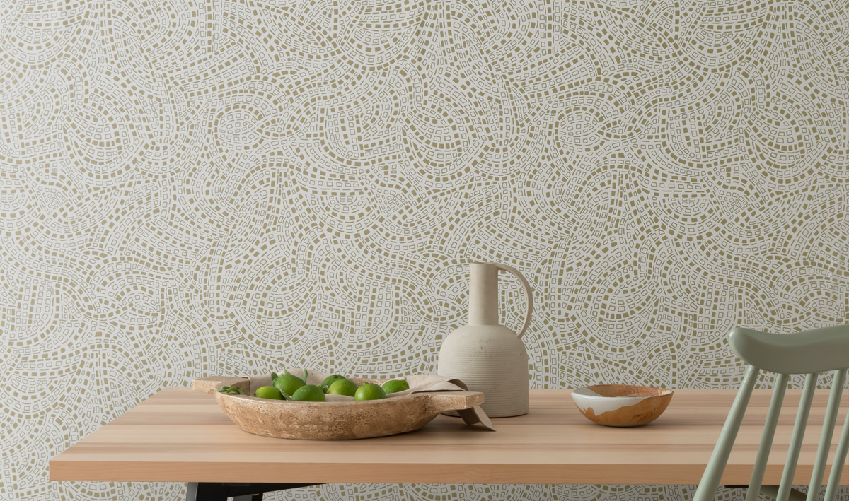Tapet mosaic, shimmer gold and cream luxury, 1838 wallcoverings, 5.3mp / rola 
