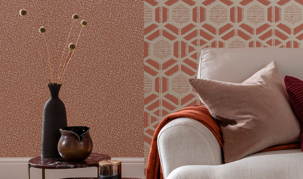 Tapet Corallo, Red Clay Luxury Patterned, 1838 Wallcoverings, 5.3mp / rola 1838