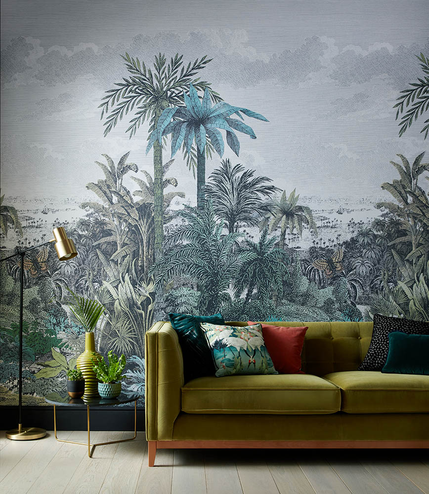 Tapet Paradise Found, Emerald Green Luxury Tropical, 1838 Wallcoverings, 6.5mp / rola