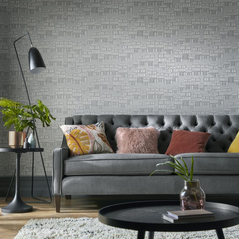 Tapet Maison, Soft Grey Luxury Patterned, 1838 Wallcoverings, 5.3mp / rola 1838 Wallcoverings