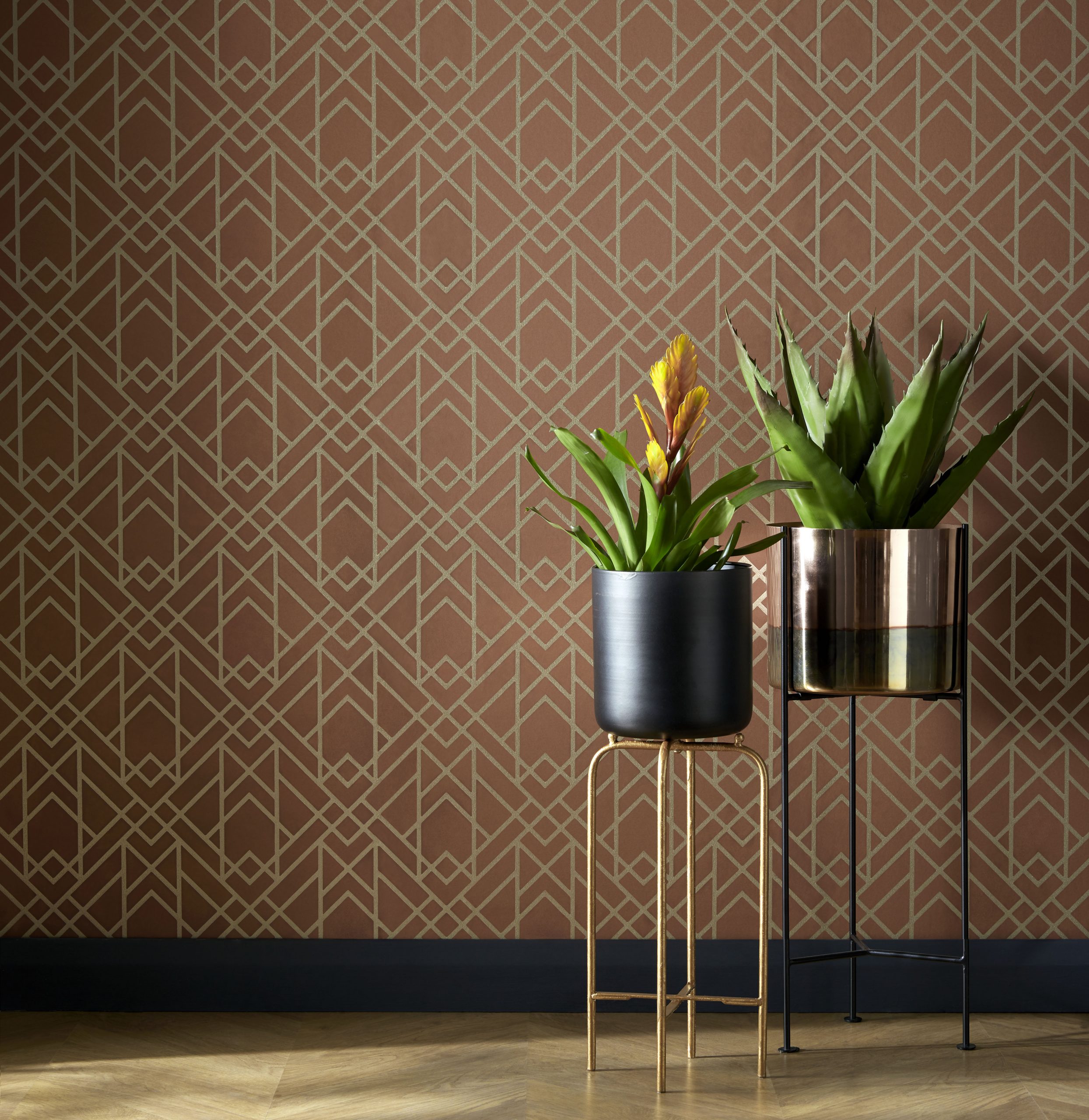 Tapet metro, amber glow orange luxury geometric, 1838 wallcoverings, 5.3mp / rola 